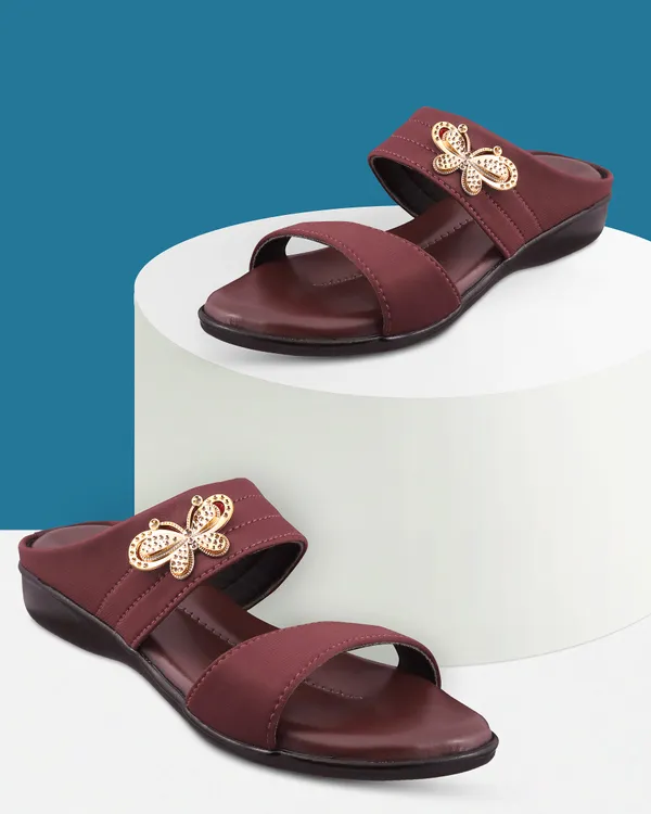 Maroon_Synthetic_Wedge_Sandals