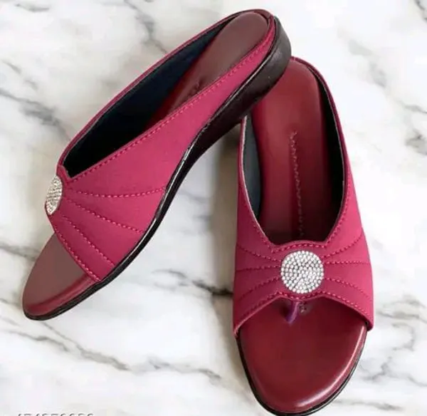 Maroon_Embellished_Flat_Sandals