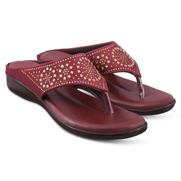Maroon_Embellished_Flat_Sandals