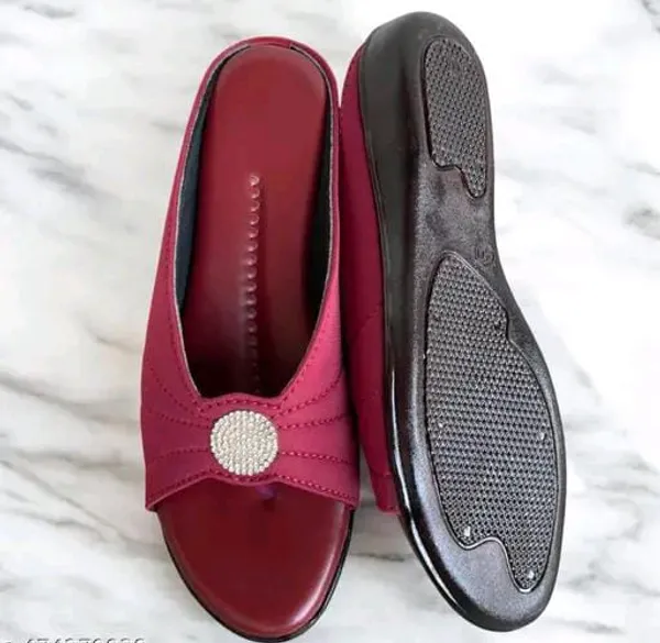 Maroon_Embellished_Flat_Sandals
