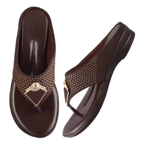Brown_Synthetic_Embellished_Wedge_Sandals