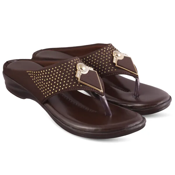 Brown_Synthetic_Embellished_Wedge_Sandals