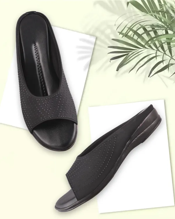 Black_Slip-On_Open_Toe_Flat_Sandals