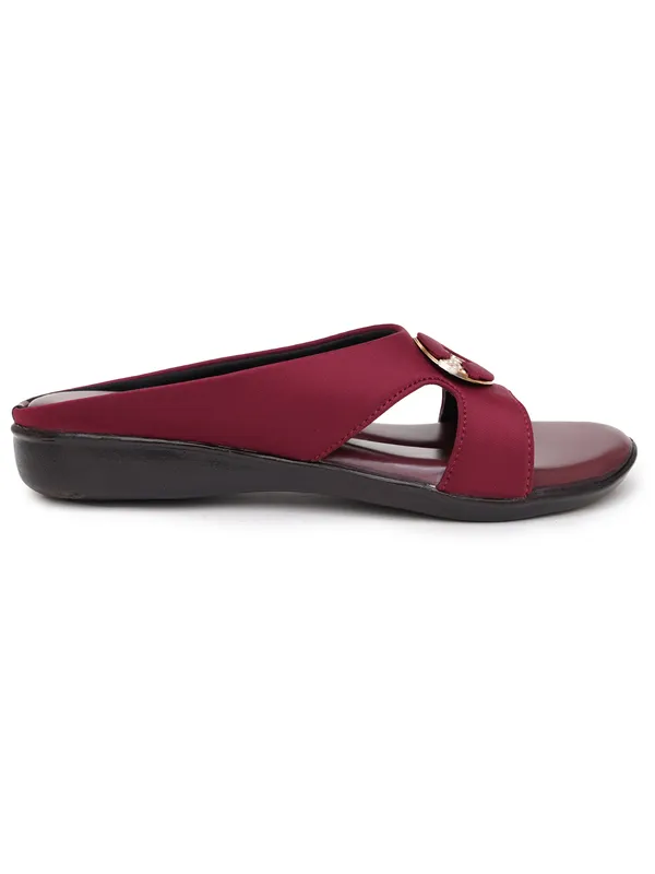 Maroon_Slip-On_Flat_Sandals