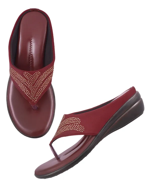 Maroon_Embellished_Wedge_Sandals