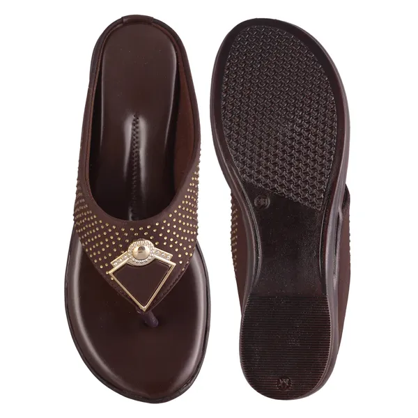 Brown_Synthetic_Embellished_Wedge_Sandals