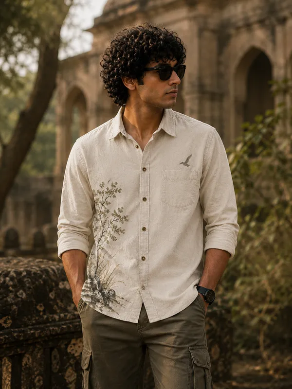 Sand_Beige_Cotton_Shirt_For_Men