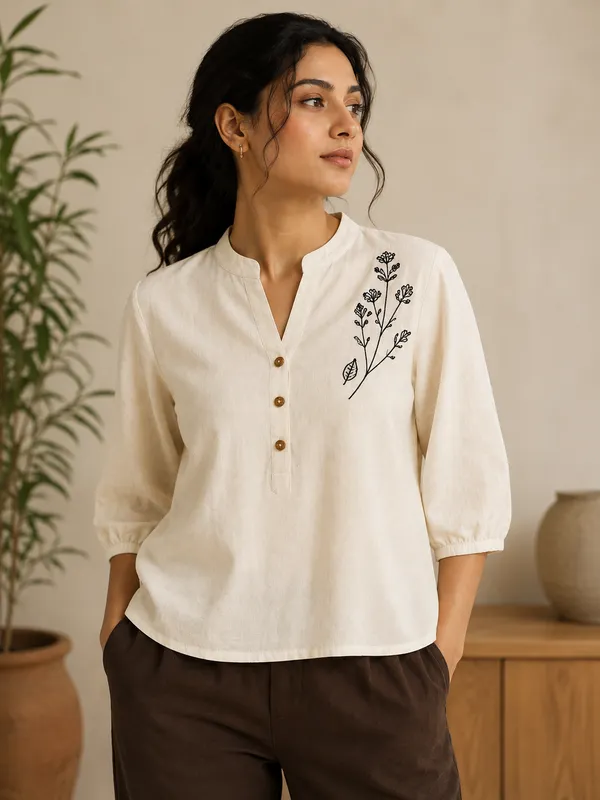 Ivory_Cream_Cotton_Top_For_Women