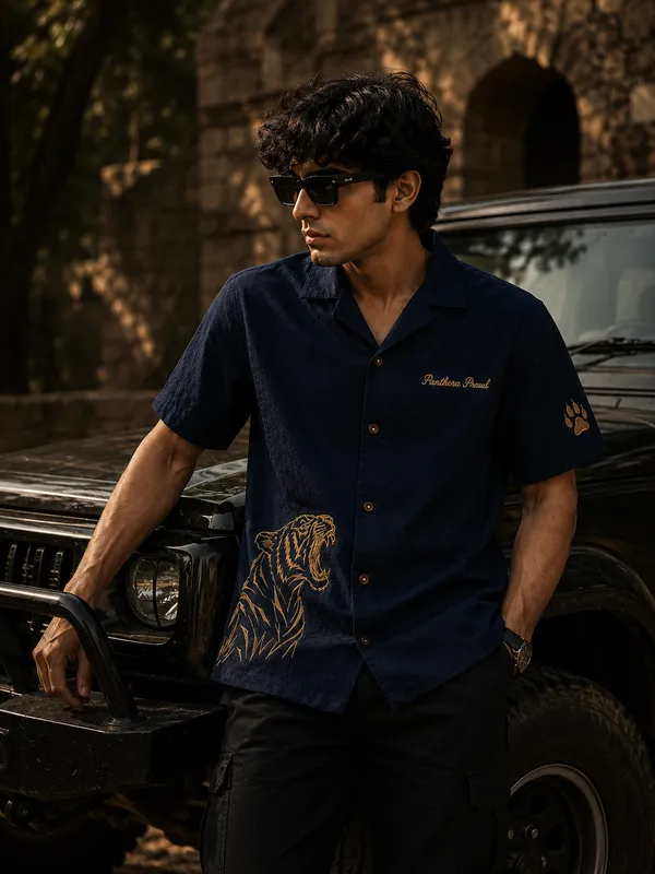 Navy_Blue_Cotton_Shirt_For_Men