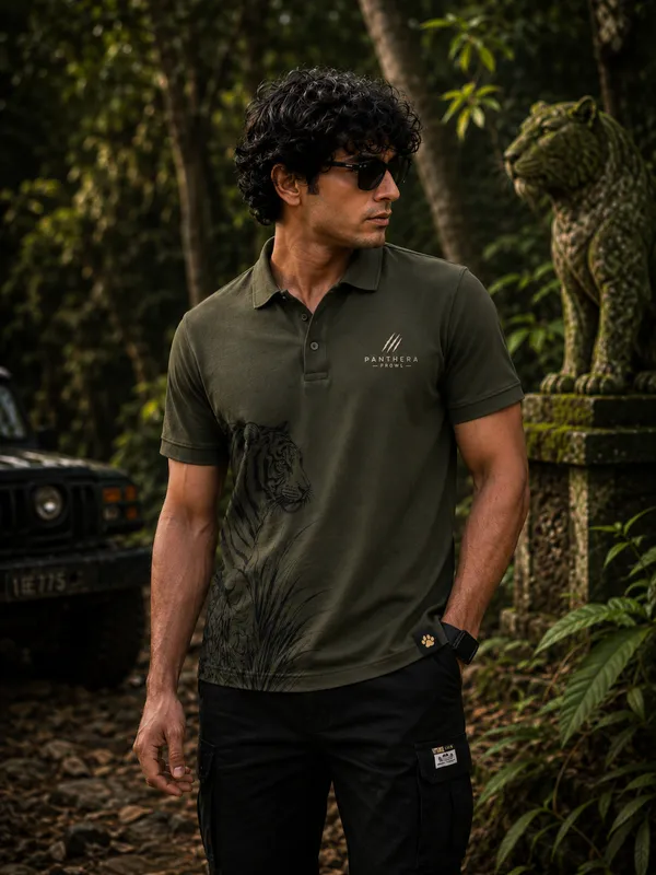 Olive_Green_Cotton_Polo_T-Shirt_For_Men