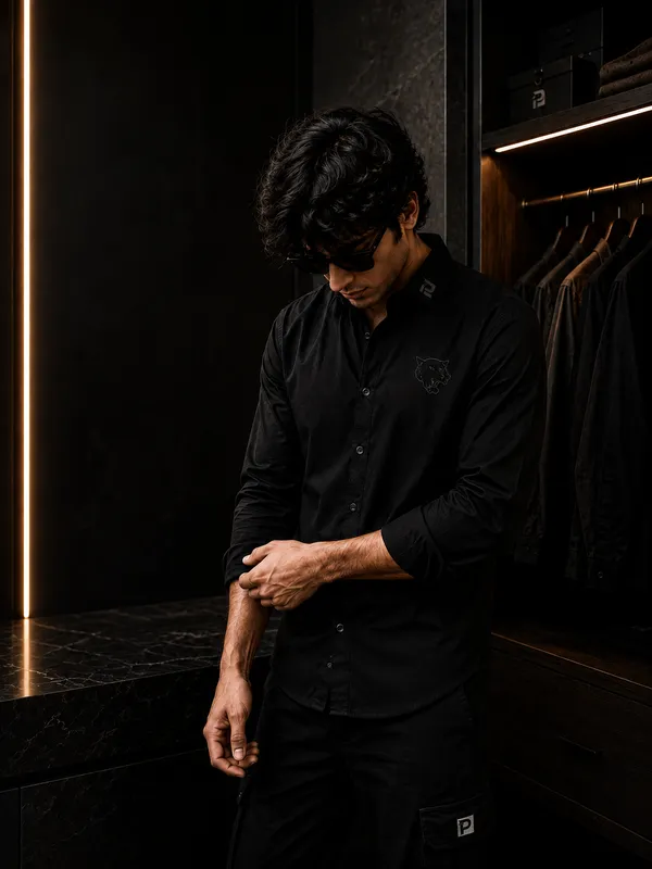 Jet_Black_Cotton_Shirt_For_Men