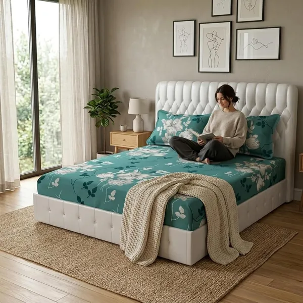 Floral_Print_Bedsheet_Set_With_Pillowcases