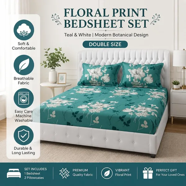 Floral_Print_Bedsheet_Set_With_Pillowcases
