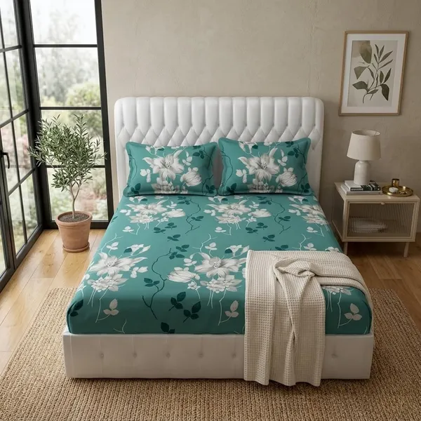Floral_Print_Bedsheet_Set_With_Pillowcases