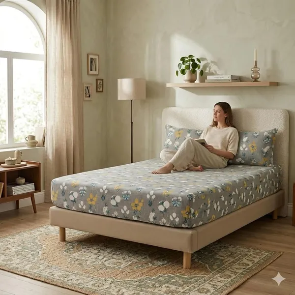 Fitted_Bedsheet_With_Pillow_Covers_Cotton