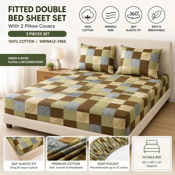 Cotton_Fitted_Bed_Sheet_Set_With_Pillow_Covers