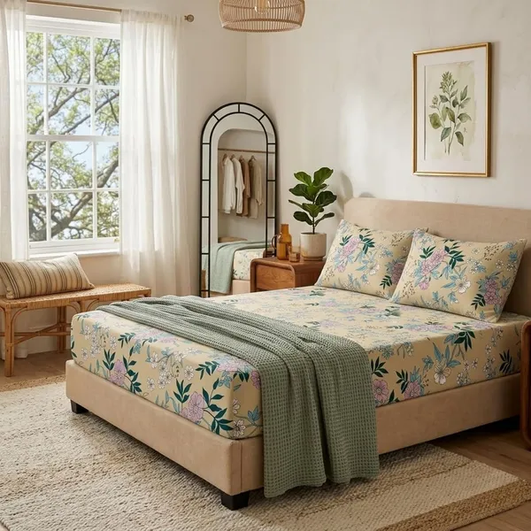 Fitted_Bed_Sheet_Set_With_Pillow_Covers