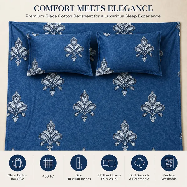 Glace_Cotton_Double_Bedsheet_Set_Dusty_Blue