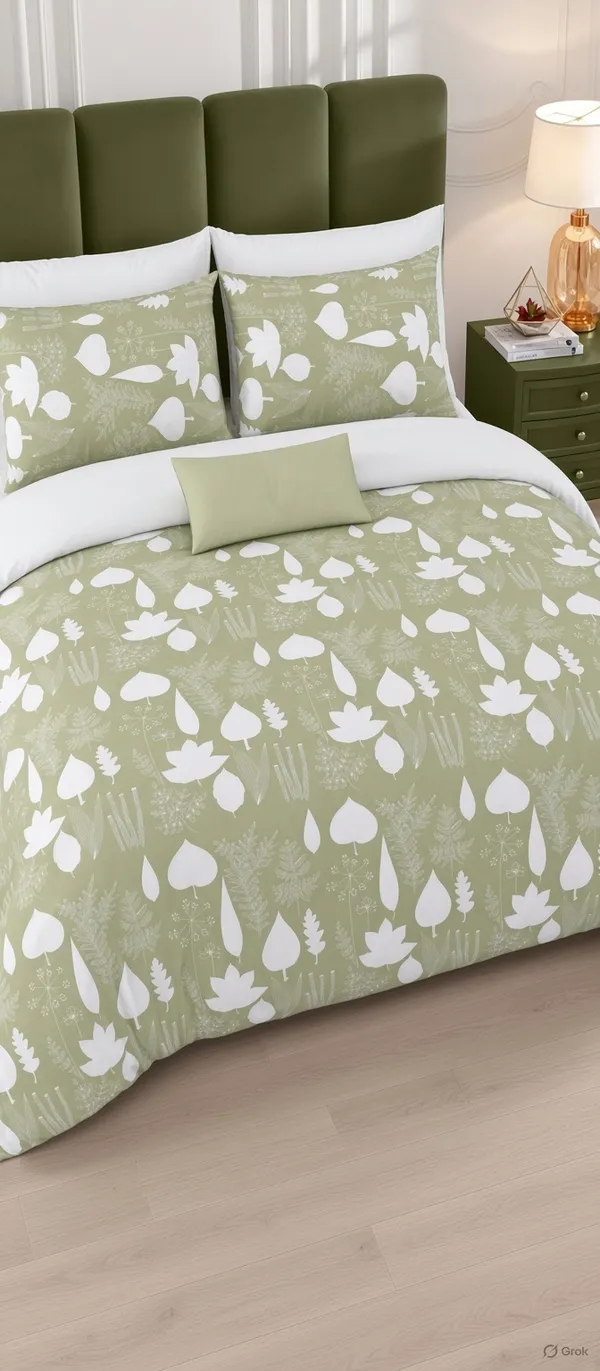Parth_Royal_Living_Sage_Green_Botanical_Printed_Double_Bedsheet_with_2_Pillow_Covers_|_Modern_Leaf_&_Floral_Print_|_Elegant_Bedroom_Home_Furnishing