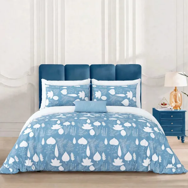 Parth_Royal_Living_Blue_Botanical_Printed_Double_Bedsheet_with_2_Pillow_Covers_|_White_Leaf_&_Floral_Print_|_Elegant_Modern_Bedroom_Bedsheet