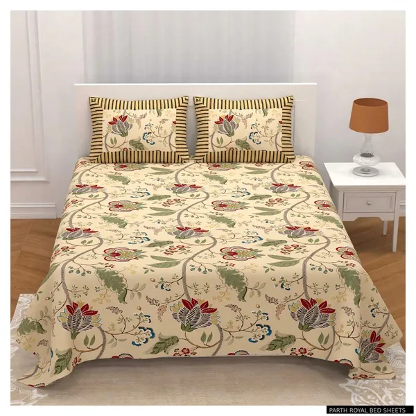 Parth_Royal_Pure_Cotton_King_Size_Double_Bedsheet_–_Floral_Printed,_100_×_108_Inches__