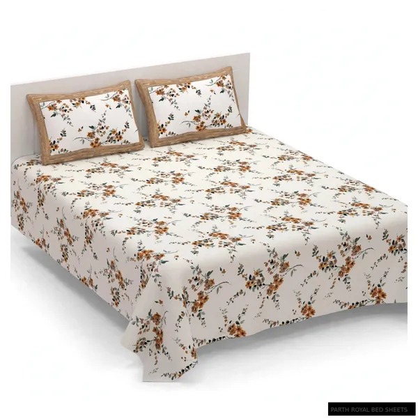 Parth_Royal_Living_Floral_Printed_Double_Bedsheet_with_2_Pillow_Covers_|_Elegant_Brown_&_Rust_Floral_Design_|_Soft_&_Stylish_Bed_Linen_for_Bedroom