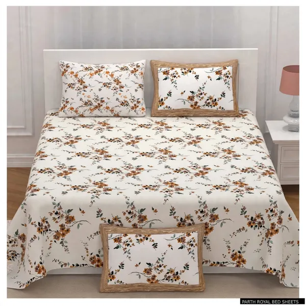 Parth_Royal_Living_Floral_Printed_Double_Bedsheet_with_2_Pillow_Covers_|_Elegant_Brown_&_Rust_Floral_Design_|_Soft_&_Stylish_Bed_Linen_for_Bedroom