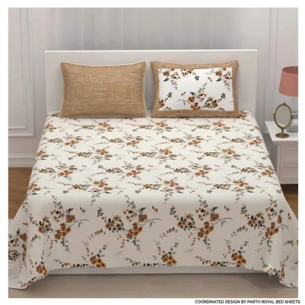 Parth_Royal_Living_Floral_Printed_Double_Bedsheet_with_2_Pillow_Covers_|_Elegant_Brown_&_Rust_Floral_Design_|_Soft_&_Stylish_Bed_Linen_for_Bedroom