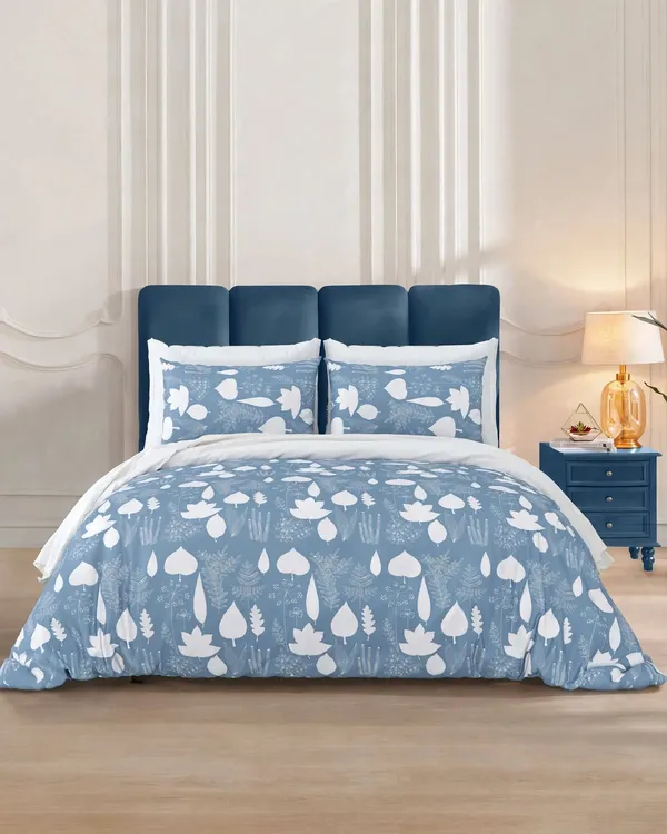 Parth_Royal_Living_Blue_Botanical_Printed_Double_Bedsheet_with_2_Pillow_Covers_|_White_Leaf_&_Floral_Print_|_Elegant_Modern_Bedroom_Bedsheet