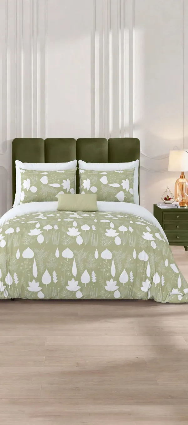 Parth_Royal_Living_Sage_Green_Botanical_Printed_Double_Bedsheet_with_2_Pillow_Covers_|_Modern_Leaf_&_Floral_Print_|_Elegant_Bedroom_Home_Furnishing
