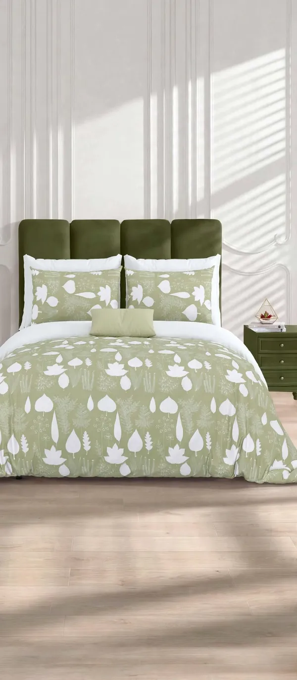 Parth_Royal_Living_Sage_Green_Botanical_Printed_Double_Bedsheet_with_2_Pillow_Covers_|_Modern_Leaf_&_Floral_Print_|_Elegant_Bedroom_Home_Furnishing
