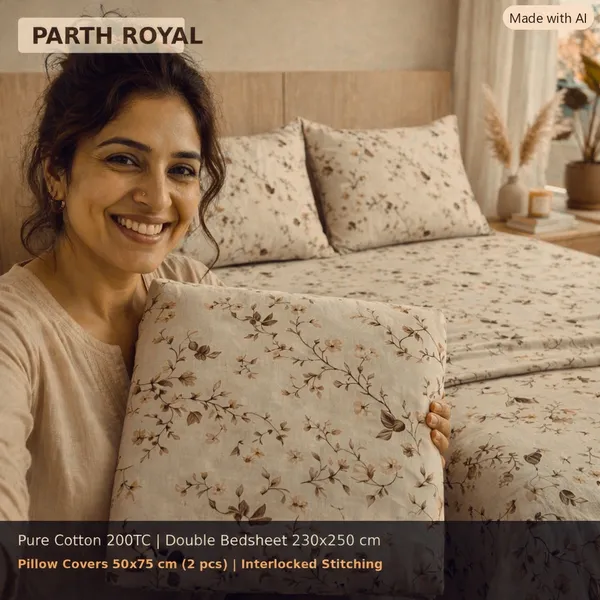 Prime_Pure_Cotton_Double_Bedsheet_Set_-_Vintage_Beige_Floral_(200TC)