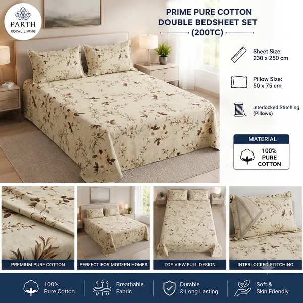 Prime_Pure_Cotton_Double_Bedsheet_Set_-_Vintage_Beige_Floral_(200TC)