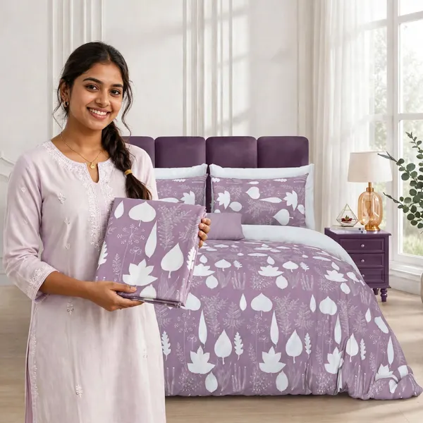 Parth_Royal_Living_Dusty_Lavender_Botanical_Printed_Double_Bedsheet_with_2_Pillow_Covers_|_White_Leaf_&_Floral_Print_|_Elegant_Modern_Bedroom_Bedsheet