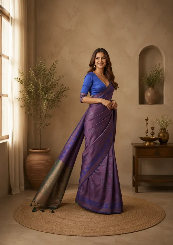 Purple_Banarasi_Silk_Woven_Saree_For_Women