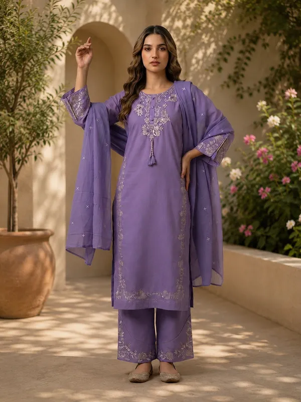 Purple_Cotton_Straight_Embroidered_Kurta_Set_For_Women