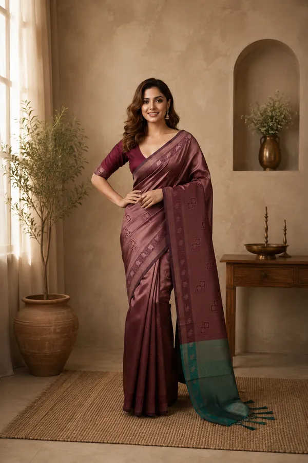 Maroon_Banarasi_Silk_Woven_Jacquard_Saree_For_Women