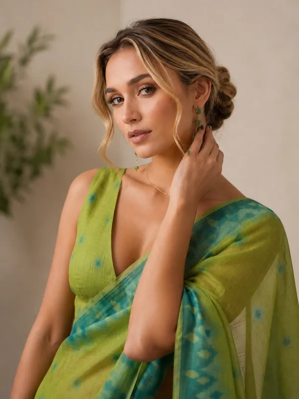 Green_Cotton_Woven_Printed_Saree_For_Women