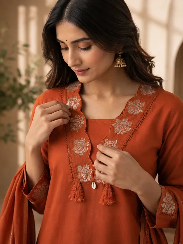 Orange_Cotton_Straight_Embroidered_Kurta_Set_For_Women