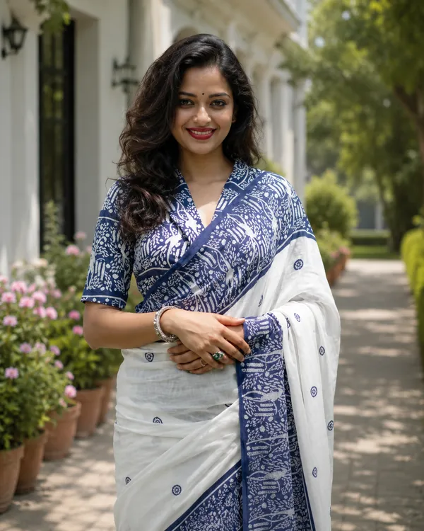 White_Linen_Cotton_Printed_Saree_For_Women
