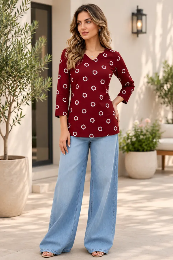 Maroon_Cotton_Regular_Fit_Printed_Top_For_Women