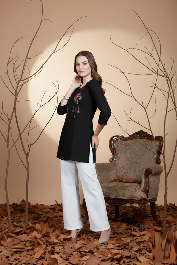 Black_Casual_Rayon_Office_Wear_Tunic