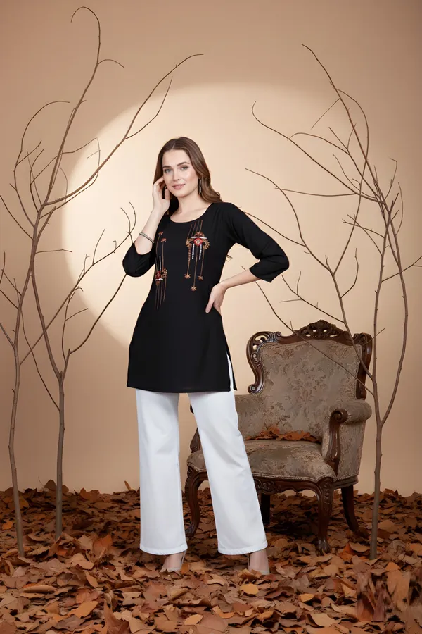 Black_Casual_Rayon_Office_Wear_Tunic