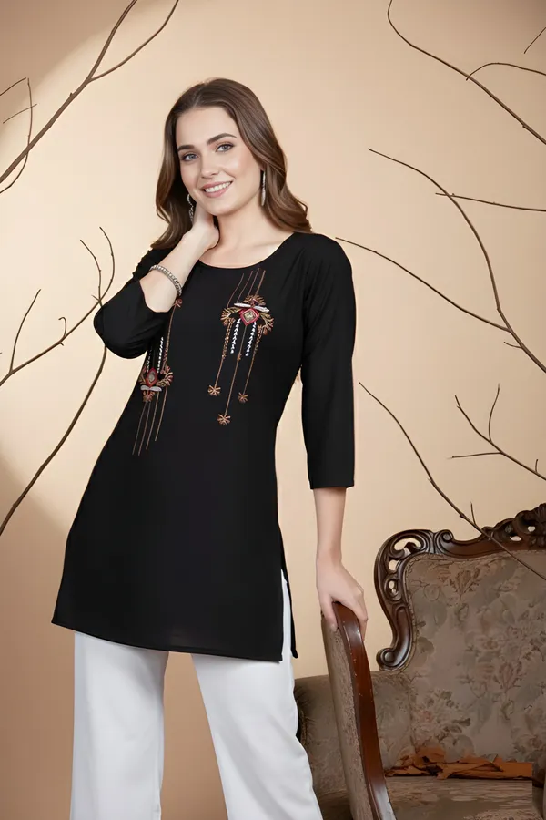 Black_Casual_Rayon_Office_Wear_Tunic