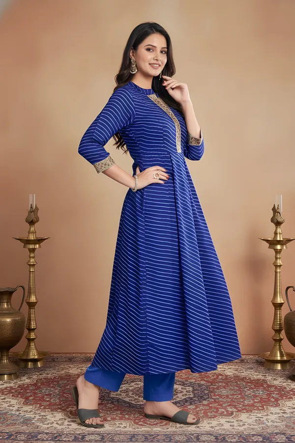 Blue_Leheriya_Printed_Georgette_Kurta_&_Pant_Set