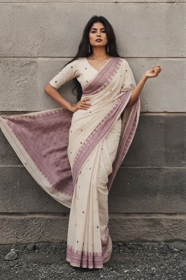 Classic_Beige_&_Purple_Pure_Cotton_Woven_Design_Ethnic_Saree