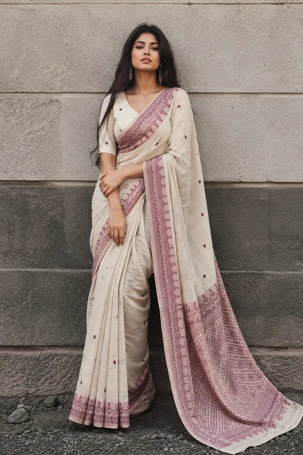 Classic_Beige_&_Purple_Pure_Cotton_Woven_Design_Ethnic_Saree