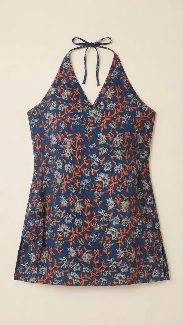 Navy_Cotton_Blend_Sleeveless_Floral_Print_Top_For_Women