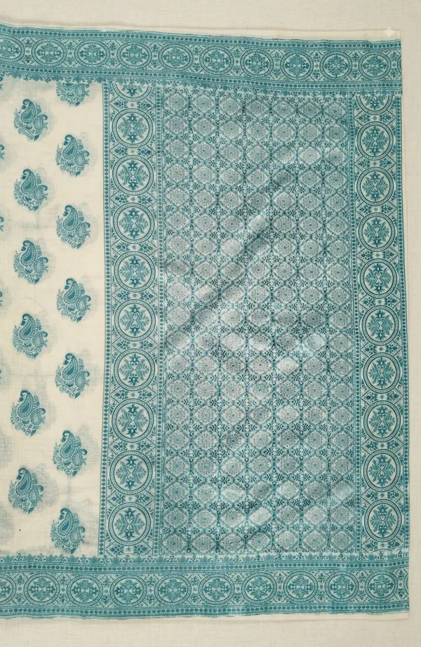 Elegant_Beige_and_Teal_Blue_Cotton_Weaving_Saree