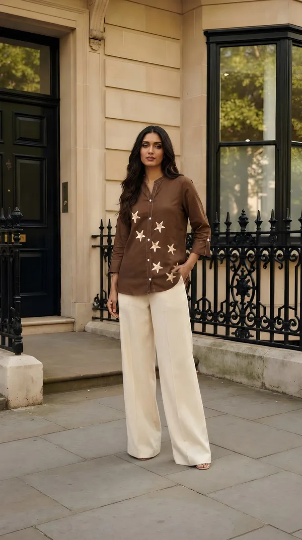 Elegant_Brown_DTF_Print_Yellow_Star_Tunic